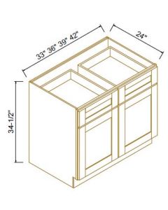 Charcoal Black Shaker Double Drawers Double Doors Bases