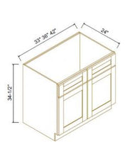 Load image into Gallery viewer, Charcoal Black Shaker Sink Bases-2 Doors 2 False Drawers

