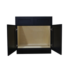 Load image into Gallery viewer, Charcoal Black Shaker Sink Bases-2 Doors 2 False Drawers
