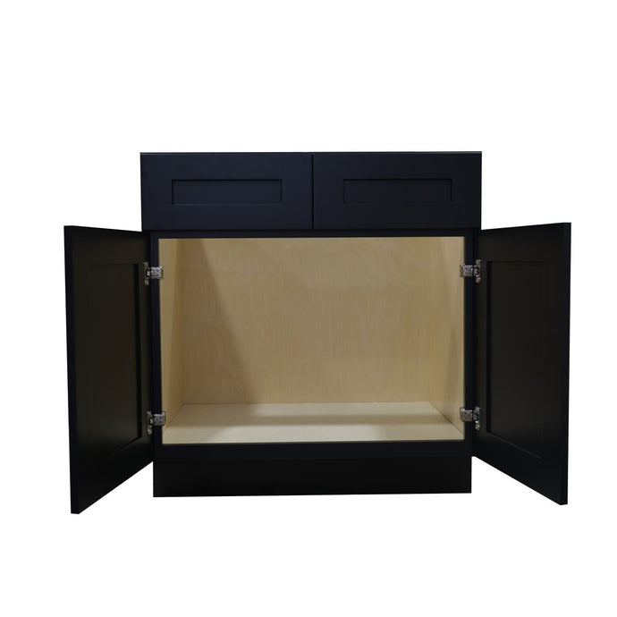 Charcoal Black Shaker Sink Bases-2 Doors 2 False Drawers