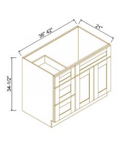 Classic White Vanity Sink Bases With Three Drawers Left