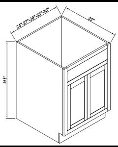 Inset Origami White Sink Bases-2 Doors 1 False Drawer