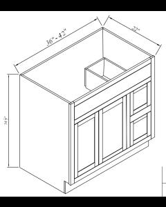 Inset Truffle Brown Vanity Sink Bases with 2 Drawers Right