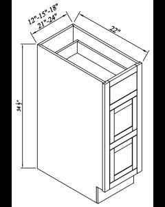 Inset Truffle Brown Vanity Three Drawer Bases