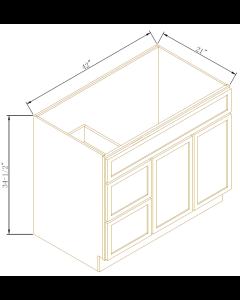 Newtown Origami White Vanity Sink Bases with 2 Drawers Left