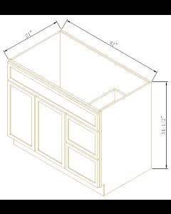 Newtown Origami White Vanity Sink Bases with 2 Drawers Right