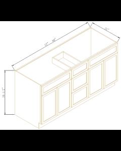 Newtown Origami White Vanity Double Sink Combo With Central Drawers