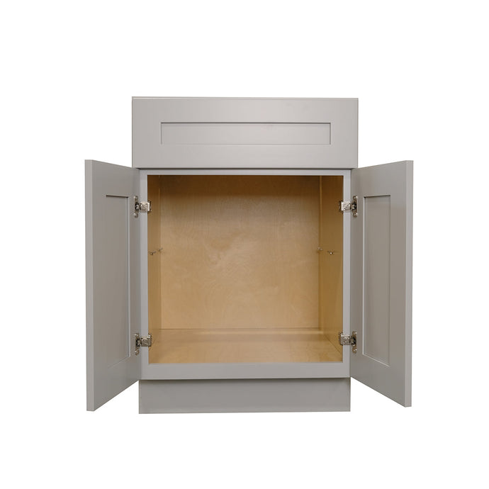 Shaker Gray Finish Sink Bases-2 Doors 1 False Drawer