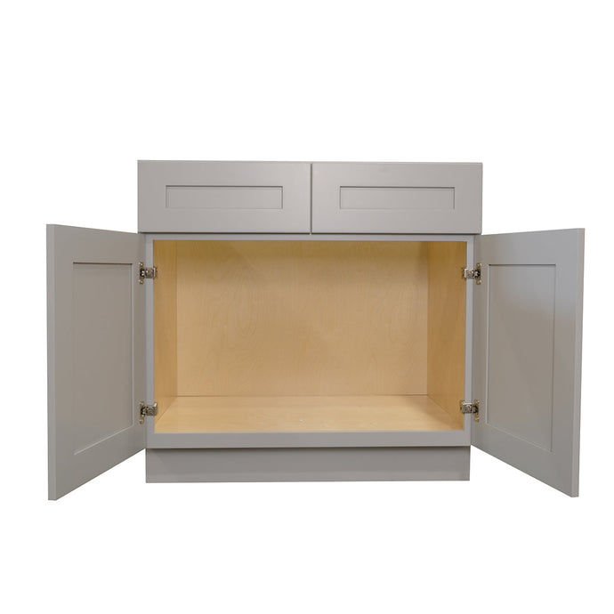 Shaker Gray Finish Sink Bases-2 Doors 2 False Drawers