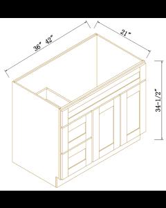 Shaker Gray Finish Vanity Sink Bases with 2 Drawer Left