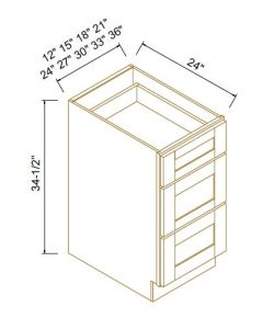 Shaker Jade Green Three Drawer Bases
