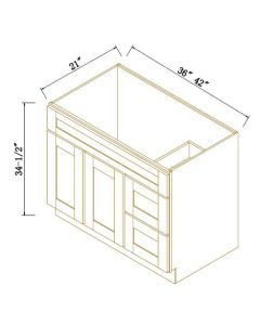 Shaker Jade Green Vanity Sink Bases with 2 Drawers Right