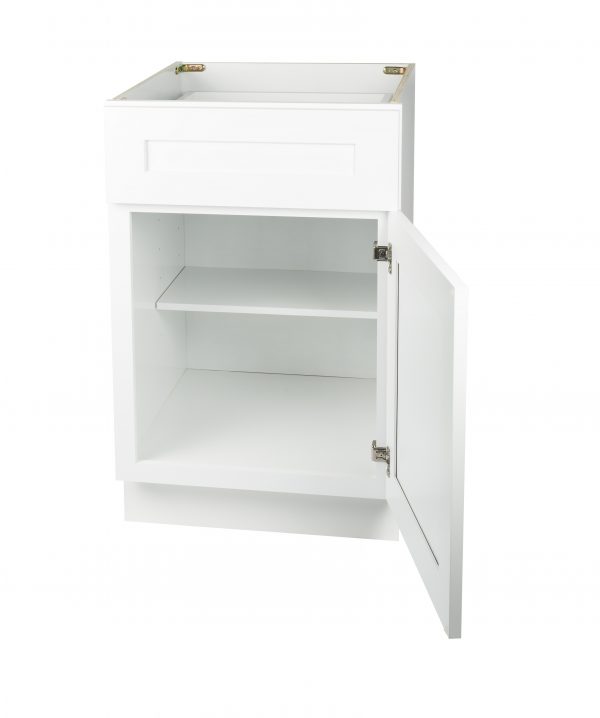 Ready to Assemble 18Wx34.5Hx24D in. Shaker Base Cabinet with 1 Door and 1 Drawer in White