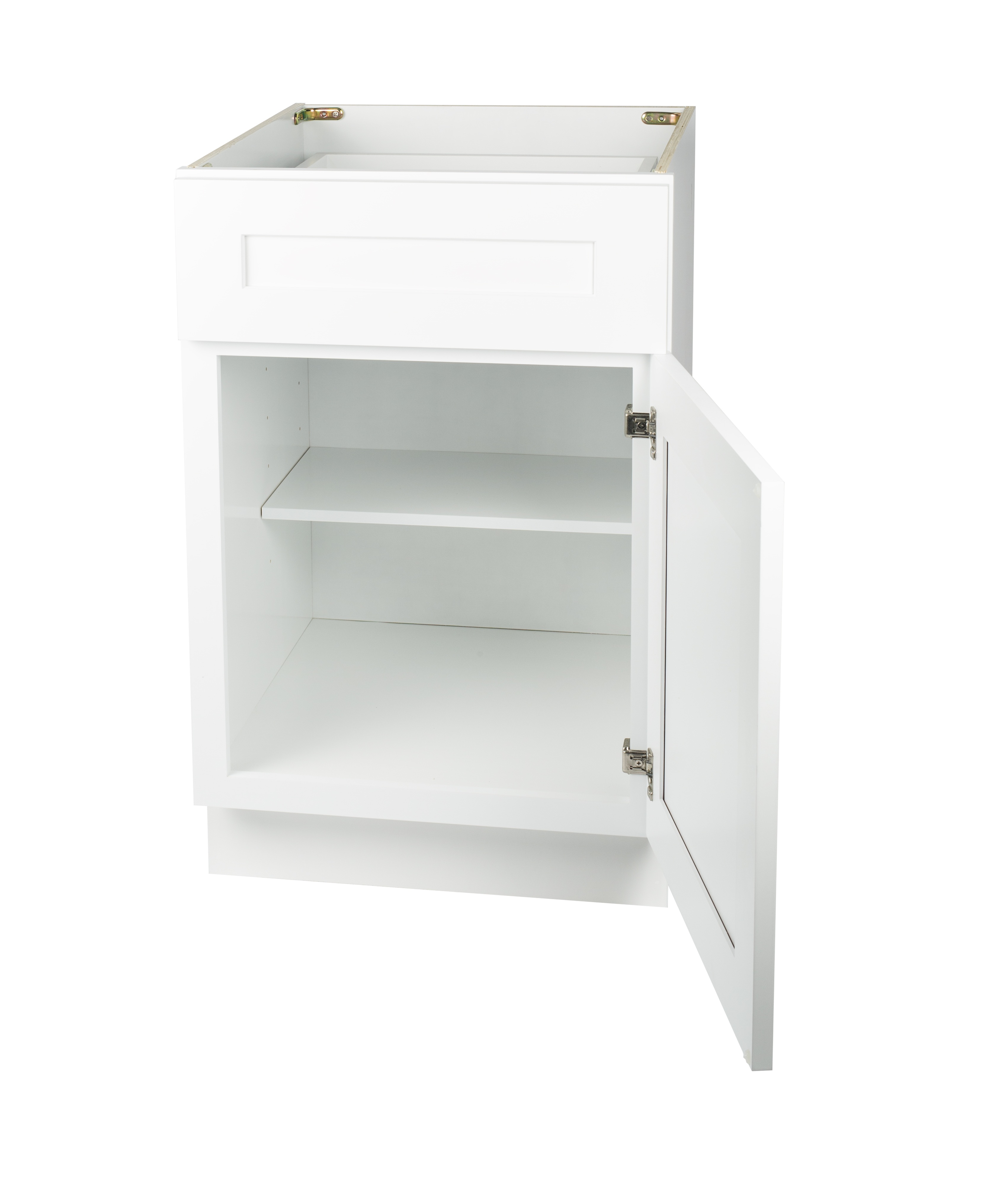 Ready to Assemble 15Wx34.5Hx24D in. Shaker Base Cabinet with 1 Door and 1 Drawer in White