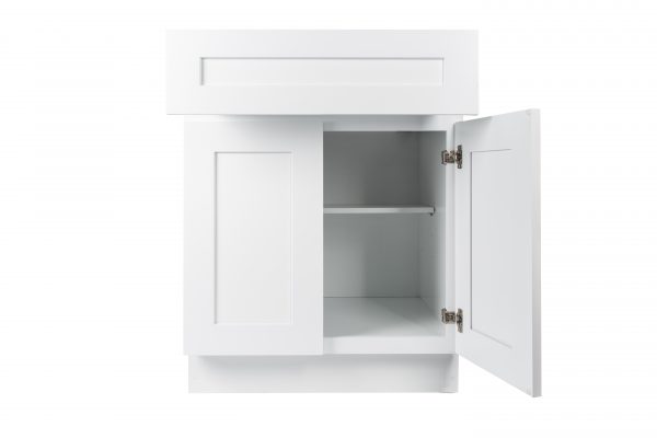 Ready to Assemble 30Wx34.5Hx24D in. Shaker Base Cabinet with 1 Door and 1 Drawer in White