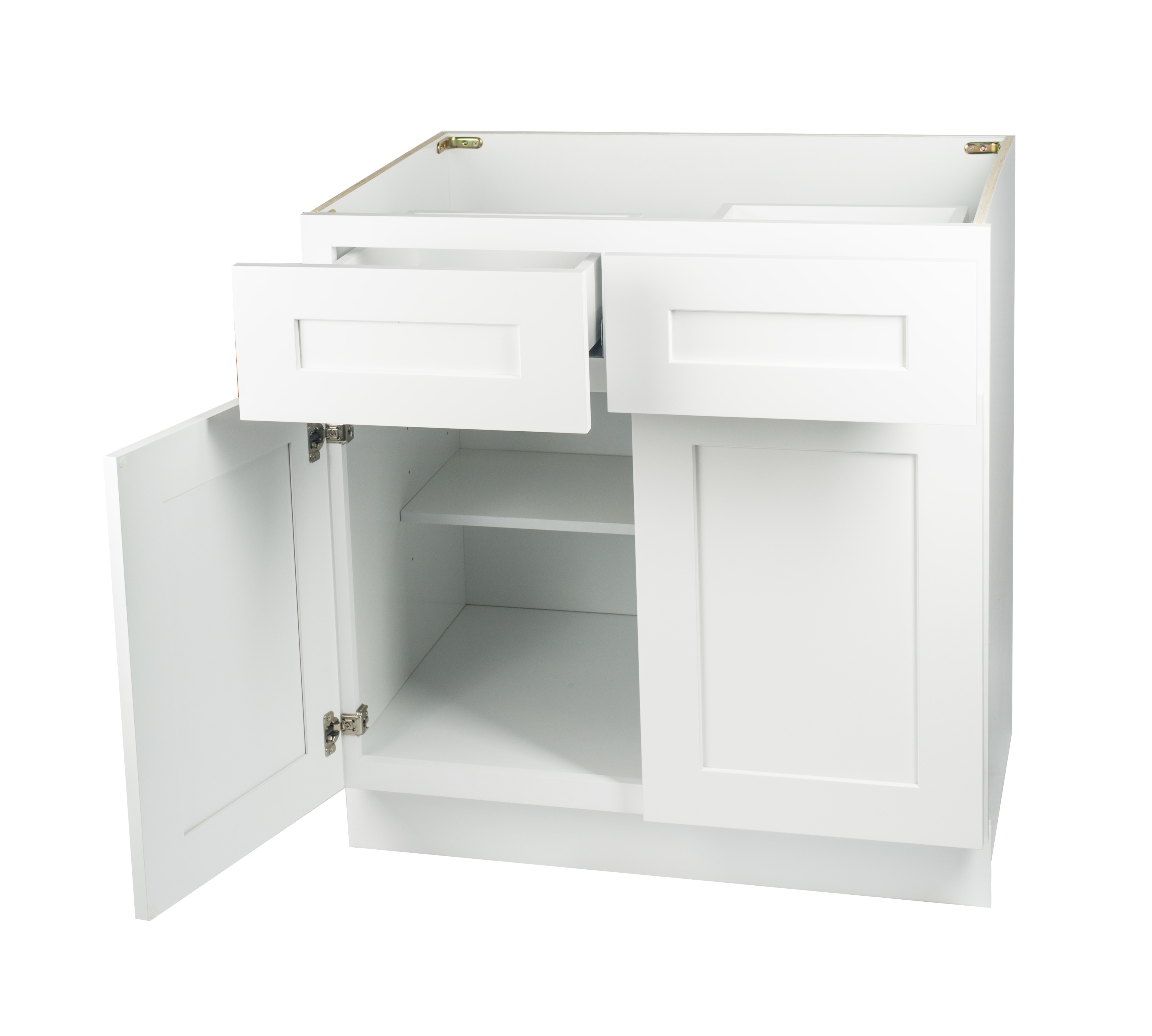 Ready to Assemble 42Wx34.5Hx24D in. Shaker Base Cabinet with 2 Door and 2 Drawer in White