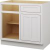 Ready to Assemble Shaker 36Wx34.5Hx24D in. Base Blind Corner Cabinet-1 Drawer 1 Door 1 Shelf in White