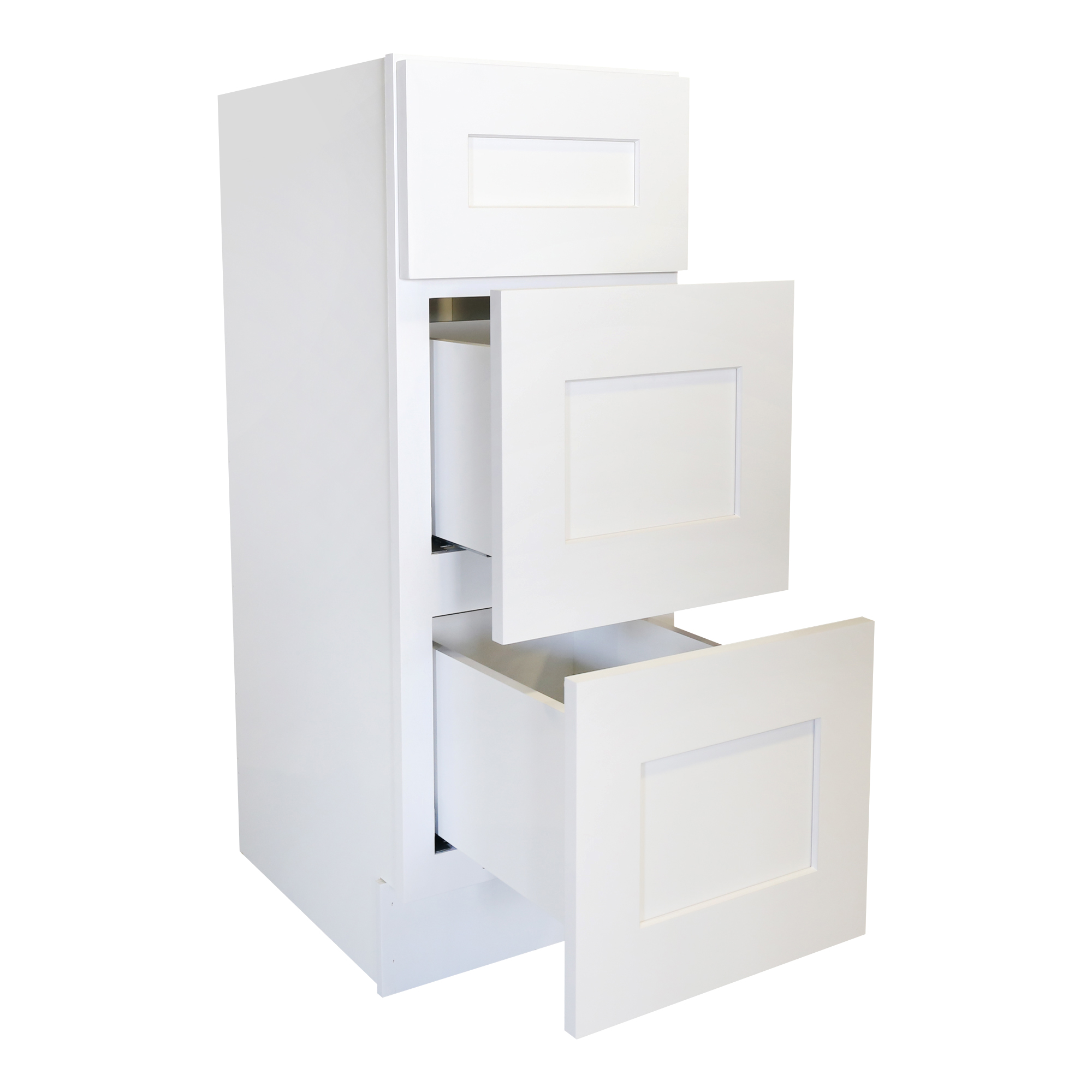 Ready to Assemble 18Wx34.5Hx21D in. Shaker VANITY DRAWER BASE-3 DRAWERS in White