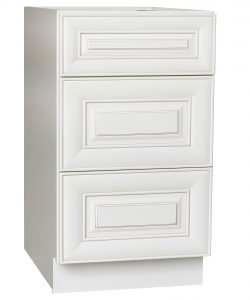 AWxDB30-3   Ready to Assemble 30Wx34.5Hx24D in.  Base Drawer with 1 Standard Drawer with 2 Deep Drawers inAntique White