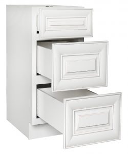 AWxDB12-3   Ready to Assemble 12Wx34.5Hx24D in.  Base Drawer with 1 Standard Drawer with 2 Deep Drawers inAntique White