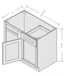 Antique White base blind corner cabinet 1 drawer 1 door 1 shelf