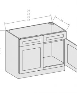 Shaker Gray sink base cabinet with 2 doors