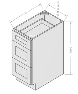 Shaker Gray vanity drawer base 3 drawers
