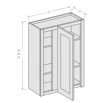 Shaker Gray wall blind corner cabinet with adjustable shelves